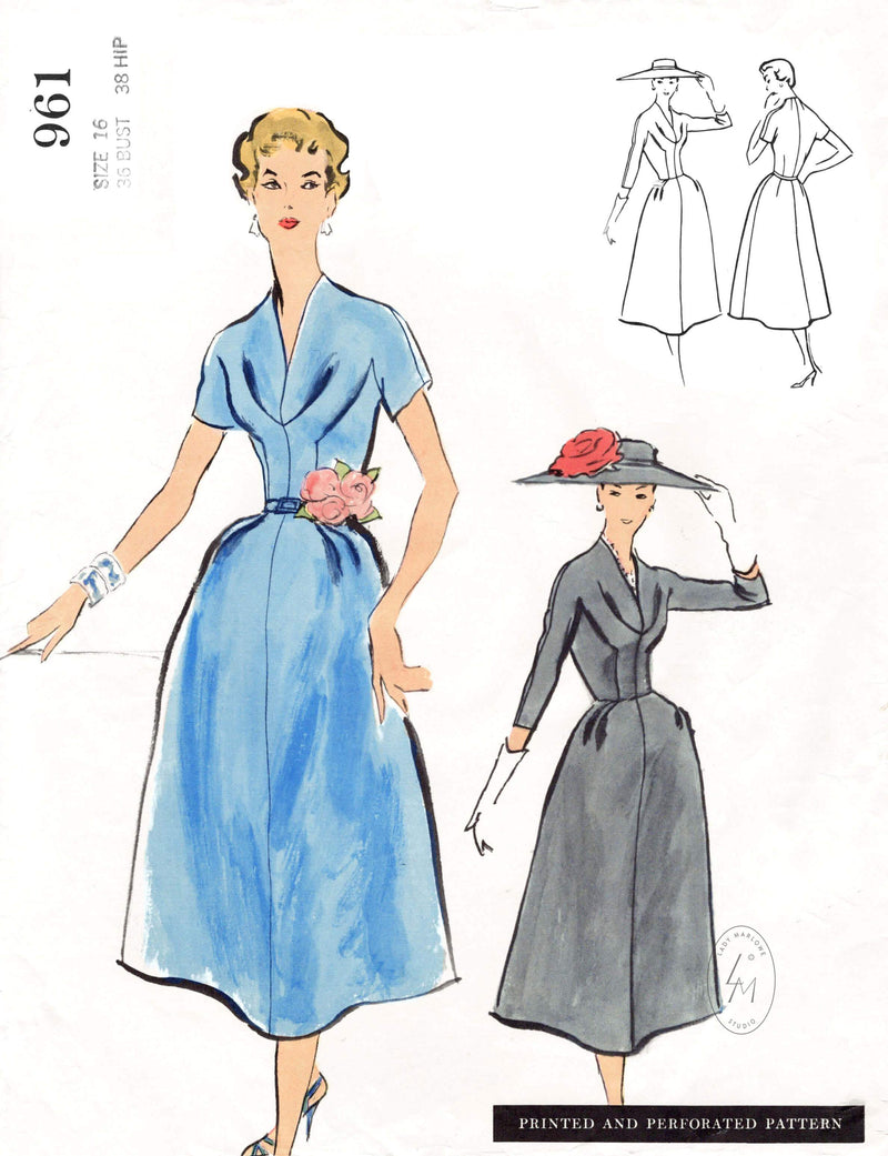 Vogue Couturier 961 1950s 1957 afternoon dress sewing pattern