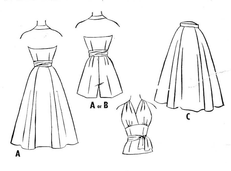 1950s halter dress pattern 1950s Rockabilly Style Halter Evening Dress PDF Print at Home Sewing Pattern
