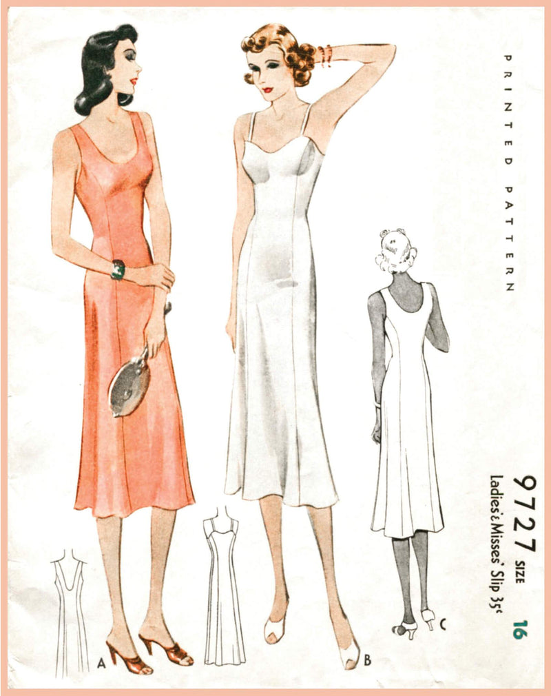McCall 9727 1930s slip dress vintage sewing pattern 1930 30s lingerie