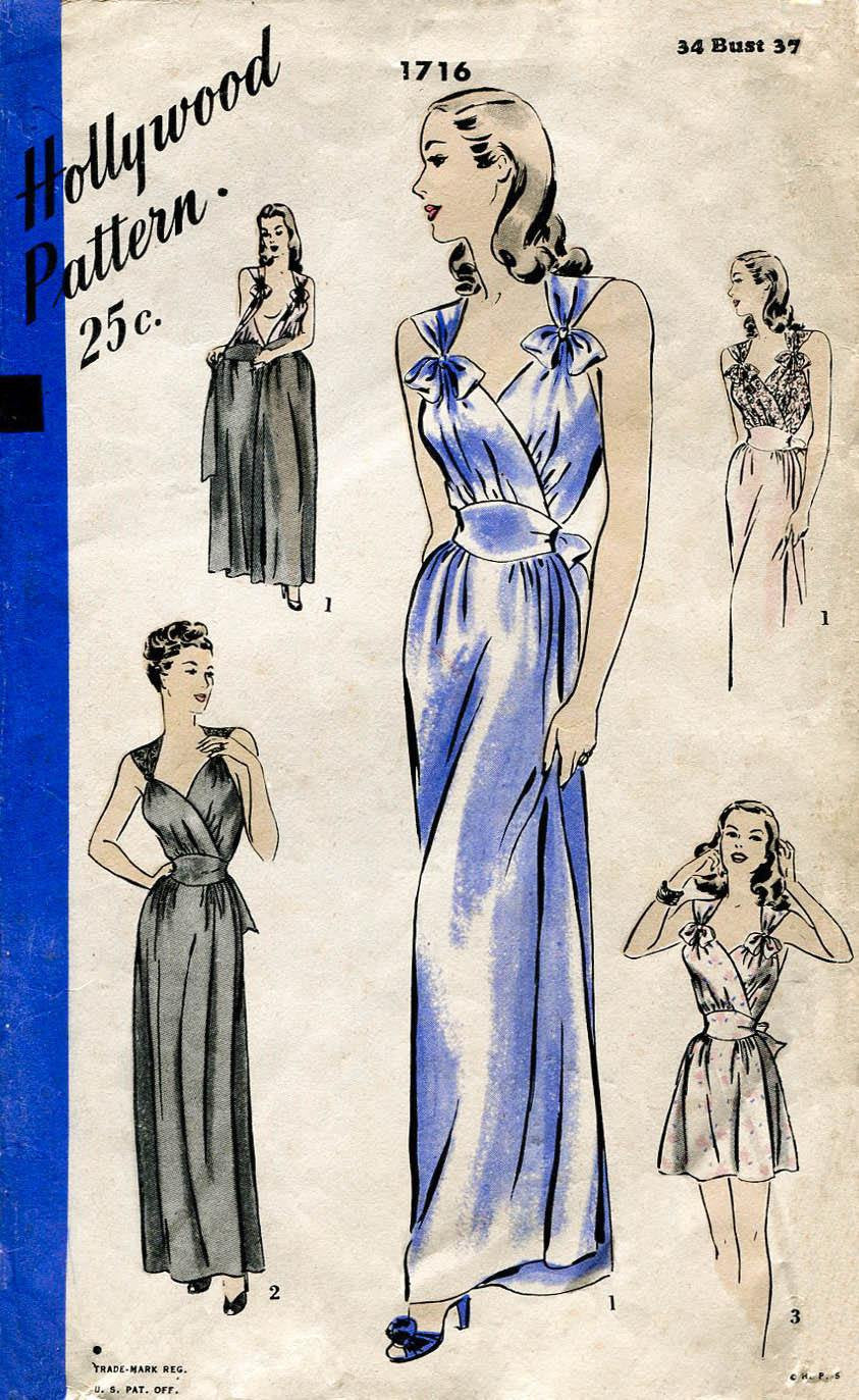 Hollywood 1716 1940s vintage lingerie sewing pattern
