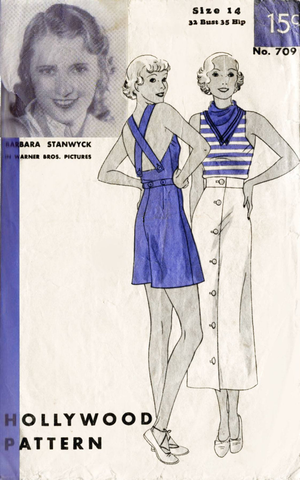 Hollywood 709 1930s playsuit & skirt sportswear vintage sewing pattern