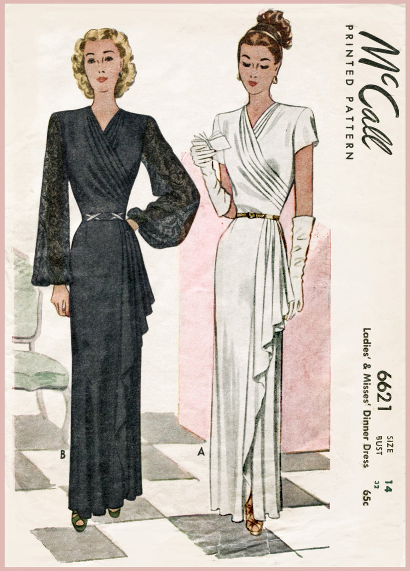 McCall 6621 1940s evening gown sewing pattern