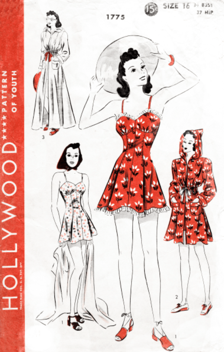 Hollywood 1775 1940s vintage bathing suit sewing pattern reproduction