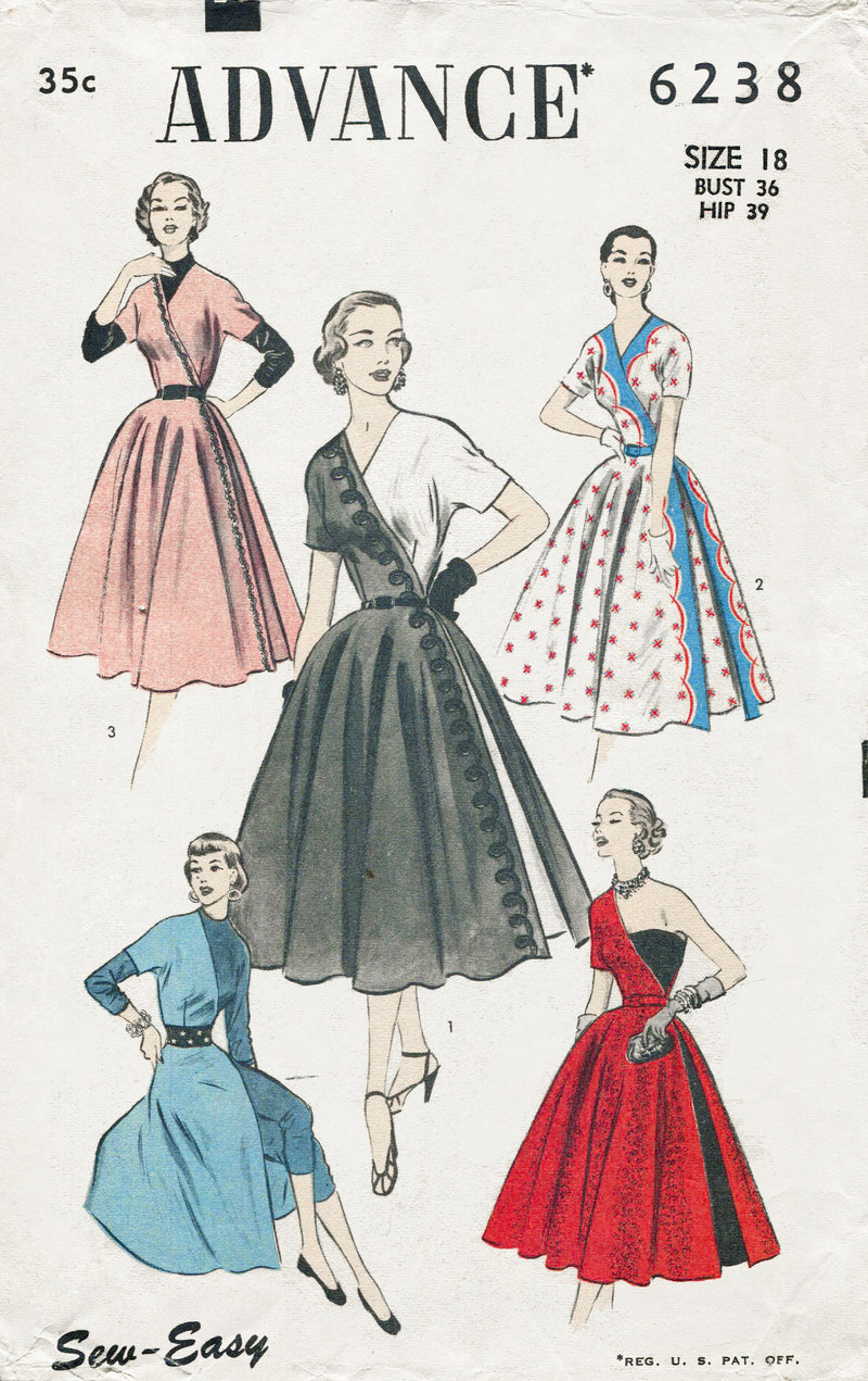 Advance 6238 1950s dress sewing pattern