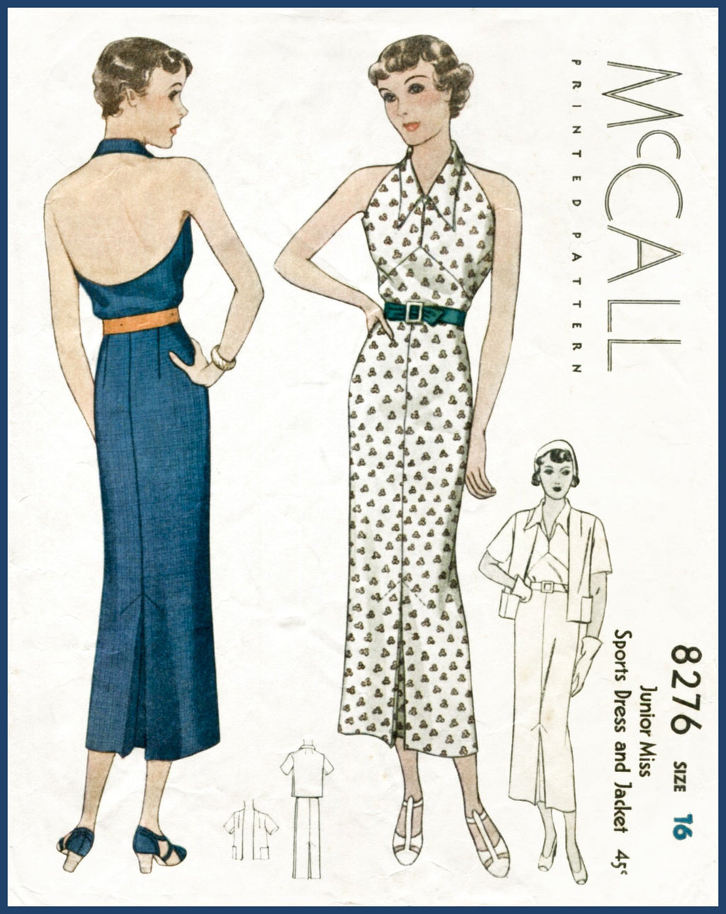 McCall 8276 1930s halter sports dress vintage sewing pattern