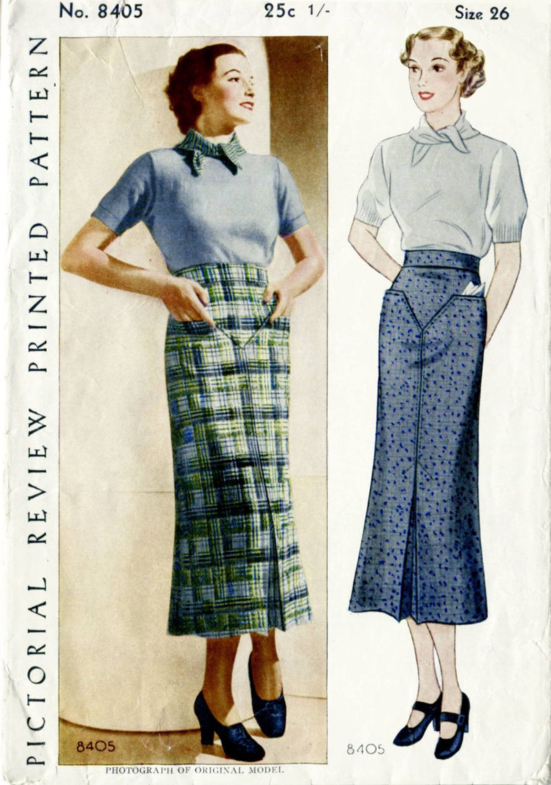 Pictorial Review 8405 1930s skirt vintage sewing pattern