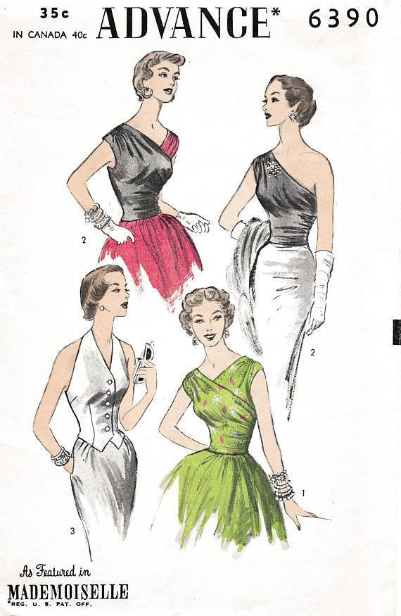 Advance 6390 1950s evening blouse vintage sewing pattern