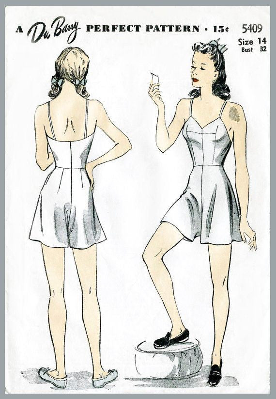 DuBarry 5409 1940s romper one piece vintage lingerie sewing pattern