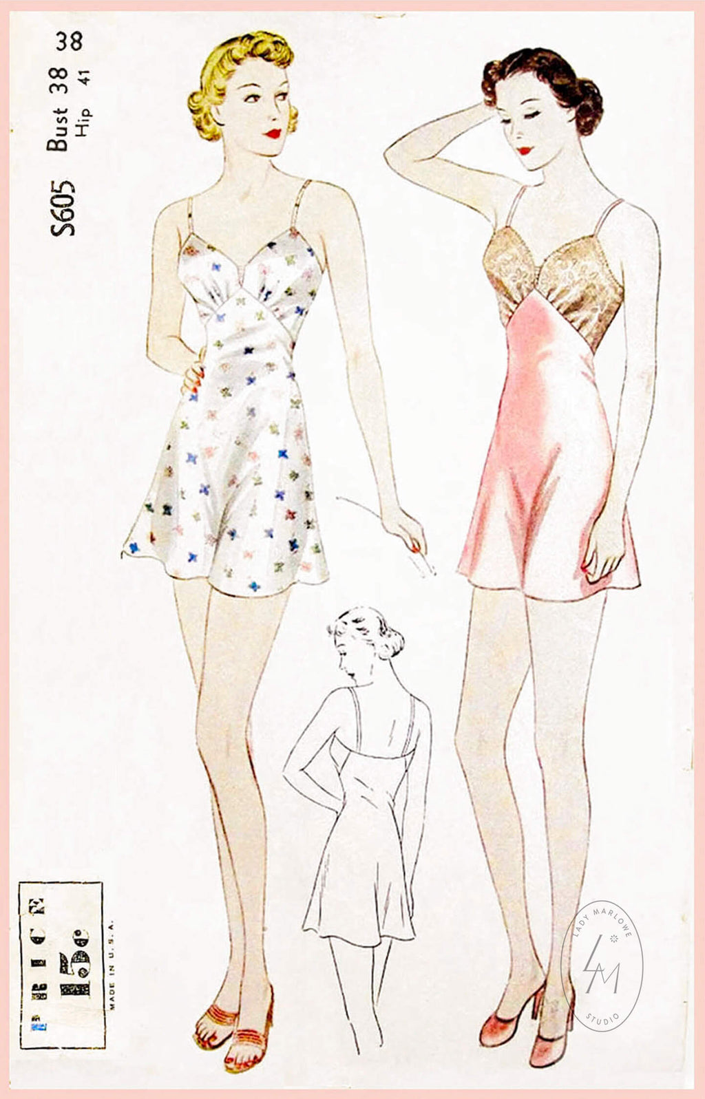 Simplicity S605 1930s step in romper vintage lingerie sewing pattern