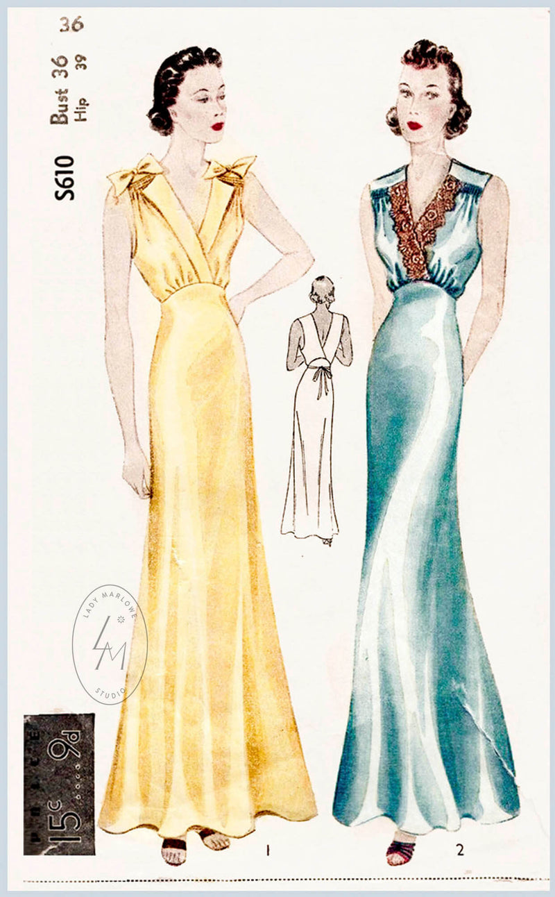 Simplicity S610 1930s evening gown negligee lingerie sewing pattern